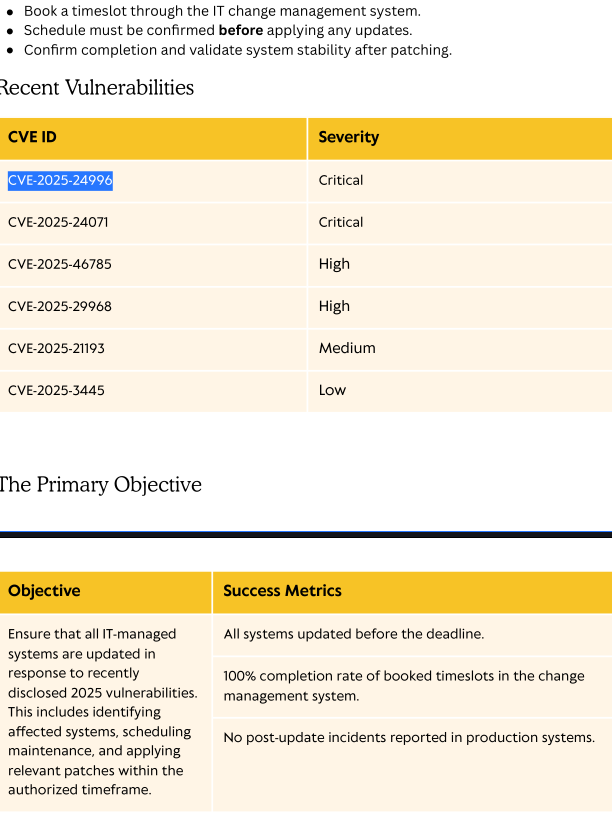 Upgrade notice PDF revealing vulnerability details